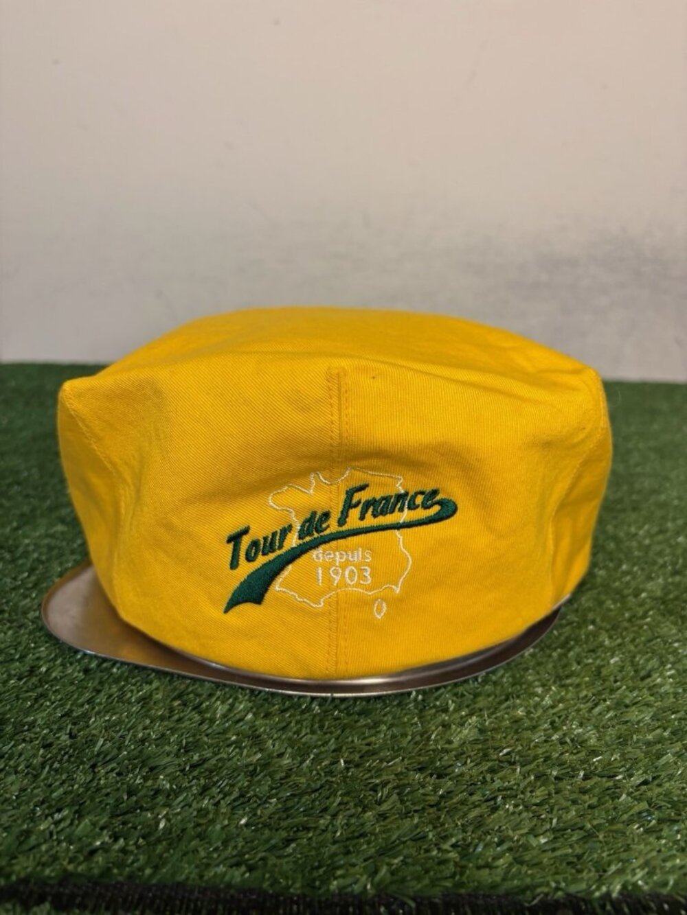 Vintage Tour De France hat cap OSFA yellow cycling casquette depus 1903 mens - Picture 6 of 7